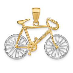 14K Two-Tone 3D Bicycle Pendant with Polished Moveable Design for Men