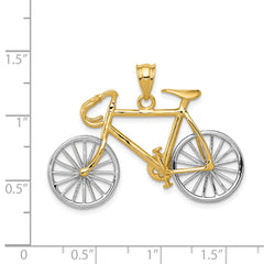 14K Two-Tone 3D Bicycle Pendant with Polished Moveable Design for Men