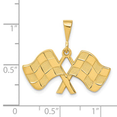 14K Gold Racing Flags Pendant for Men with Polished Finish