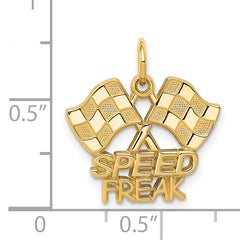 14K Gold Racing Flags SPEED FREAK Charm for Men Polished Finish