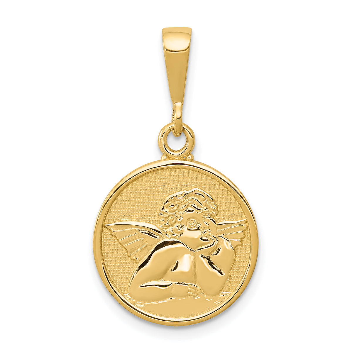 14K Polished and Satin Raphael Angel Pendant