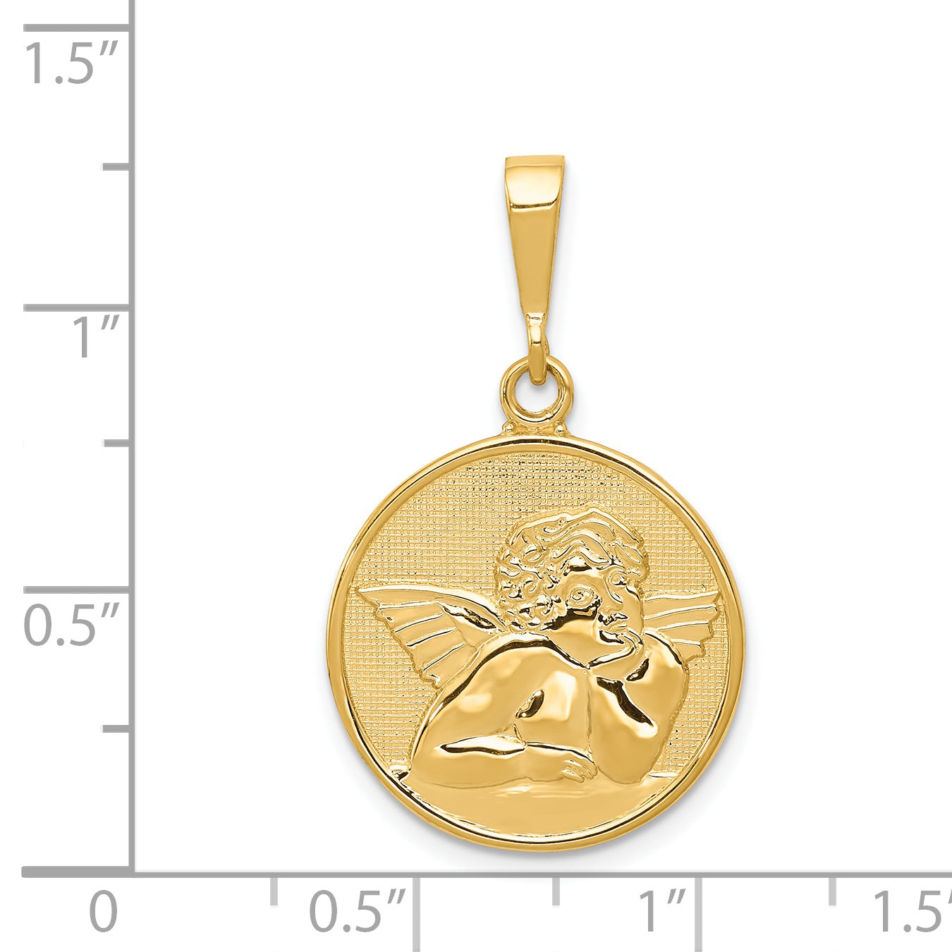 14K Gold Angel Pendant with Polished Satin Finish