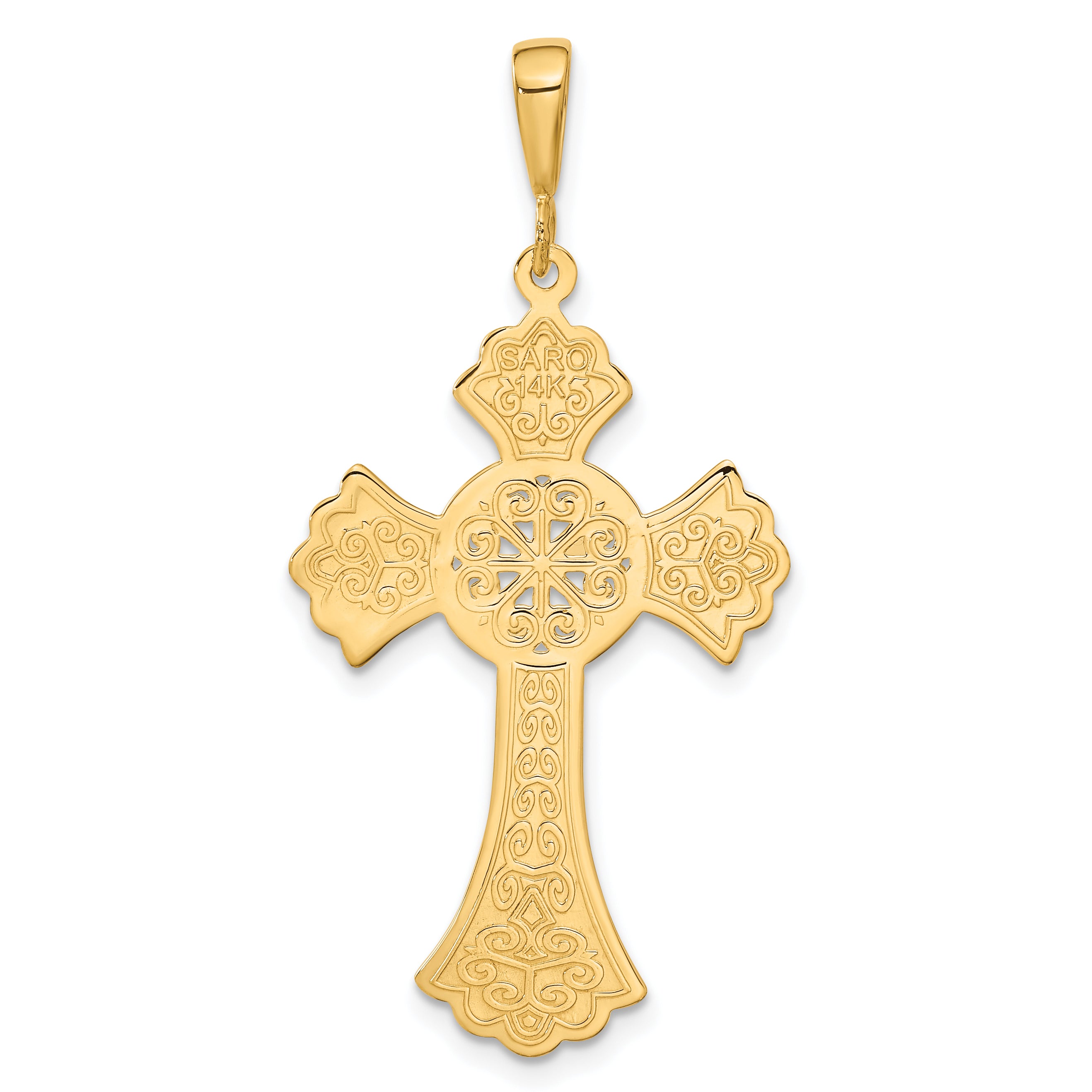 14K Gold Celtic Cross Pendant with Textured Design  Elegant and Solid