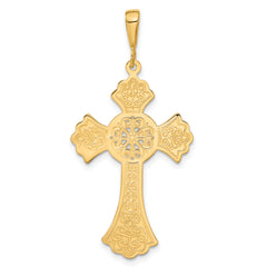 14K Gold Celtic Cross Pendant with Textured Design  Elegant and Solid