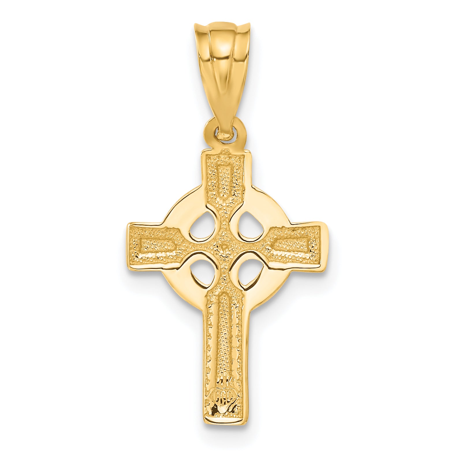 14K Gold Celtic Cross Pendant with Textured Solid Design