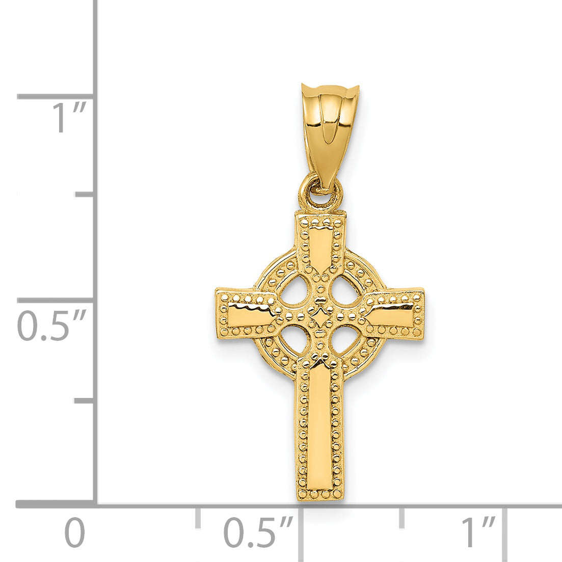 14K Gold Celtic Cross Pendant with Textured Solid Design