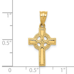 14K Gold Celtic Cross Pendant with Textured Solid Design