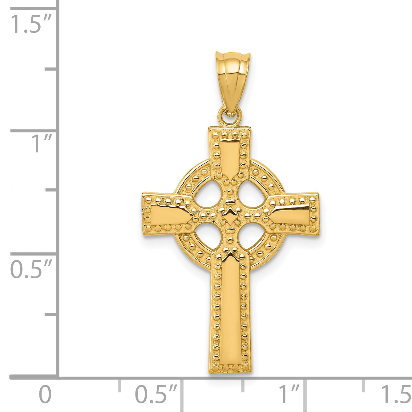 14K Gold Celtic Cross Pendant with Solid Textured Elegance