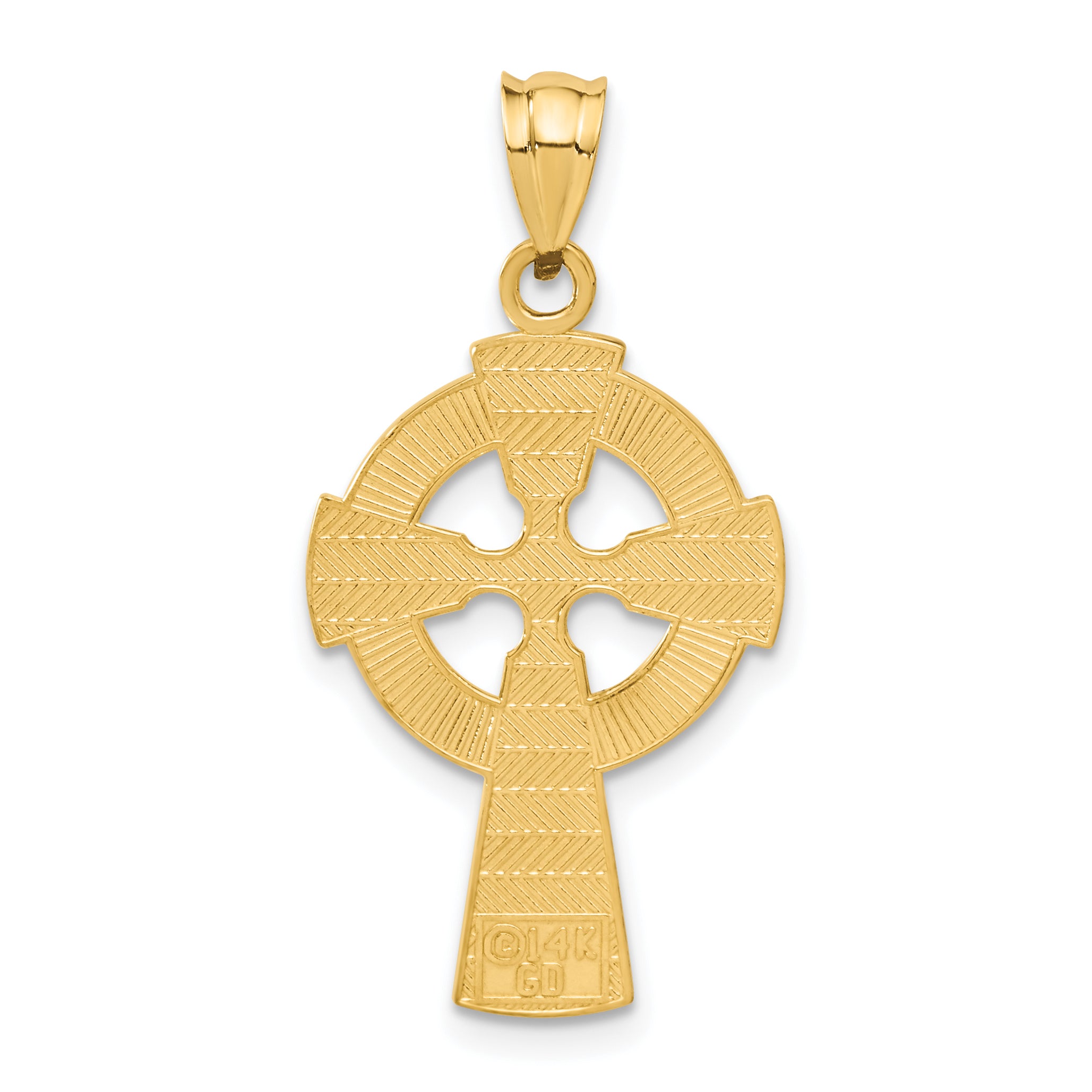 14K Gold Celtic Cross Pendant with Textured Elegance