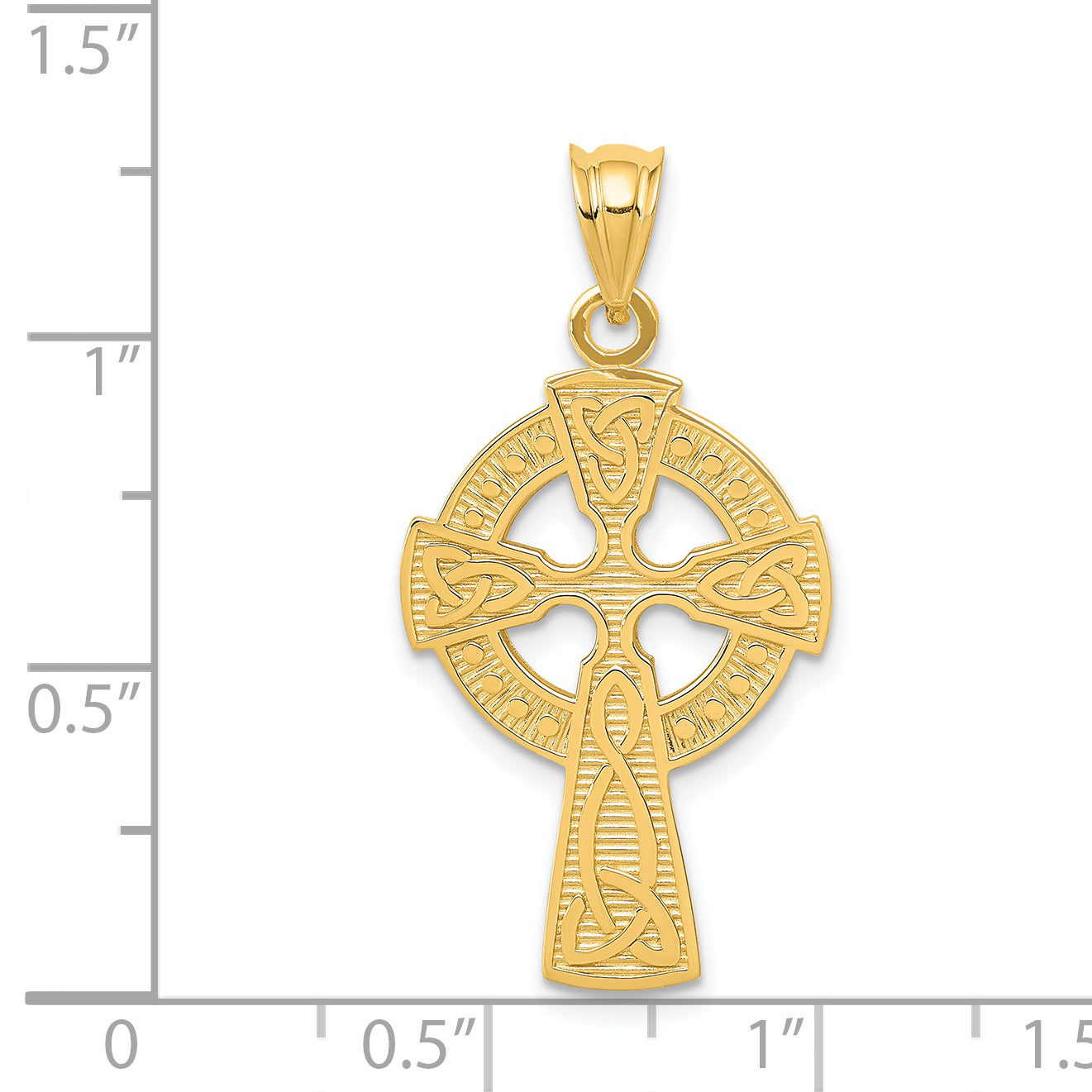 14K Gold Celtic Cross Pendant with Textured Elegance