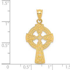 14K Gold Celtic Cross Pendant with Textured Elegance