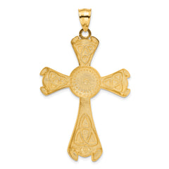 14K Gold Celtic Cross Pendant with Textured Solid Design