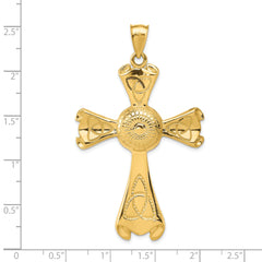 14K Gold Celtic Cross Pendant with Textured Solid Design