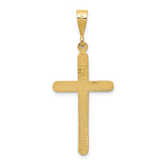 14K Gold Polished Cross Pendant with Elegant Flat Back Design