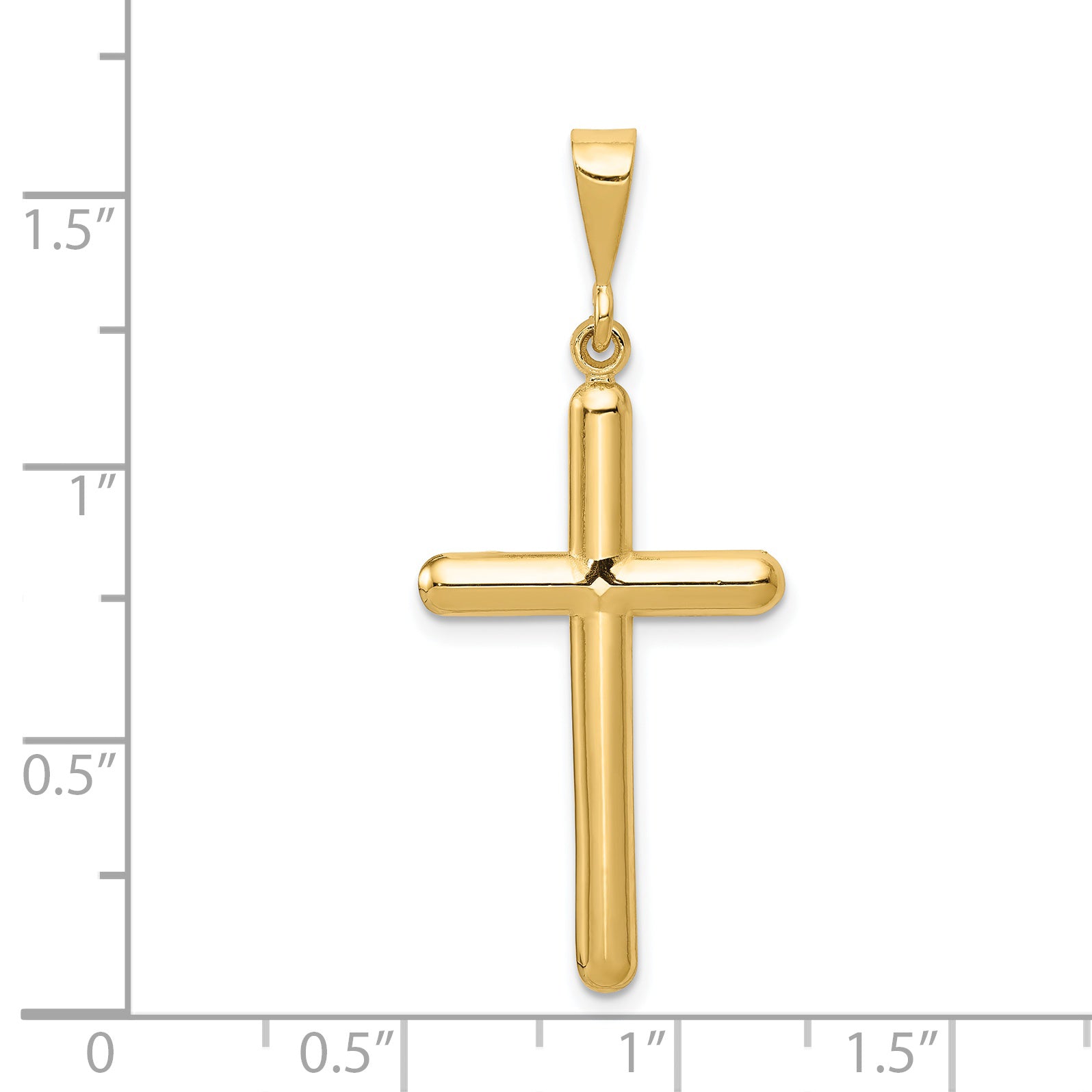 14K Gold Polished Cross Pendant with Elegant Flat Back Design