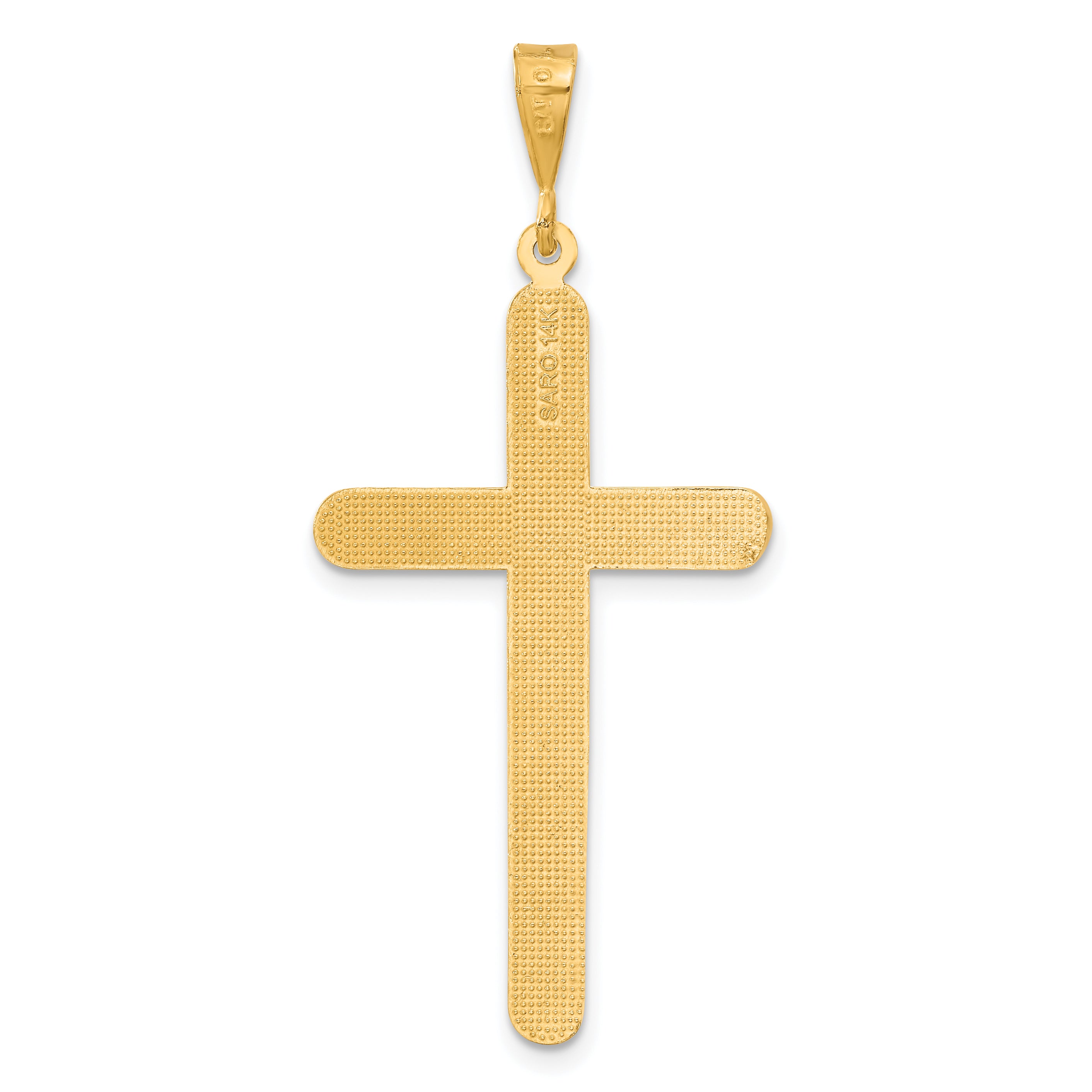 14K Gold Polished Cross Pendant with Flat Back Design