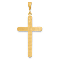 14K Gold Polished Cross Pendant with Flat Back Design