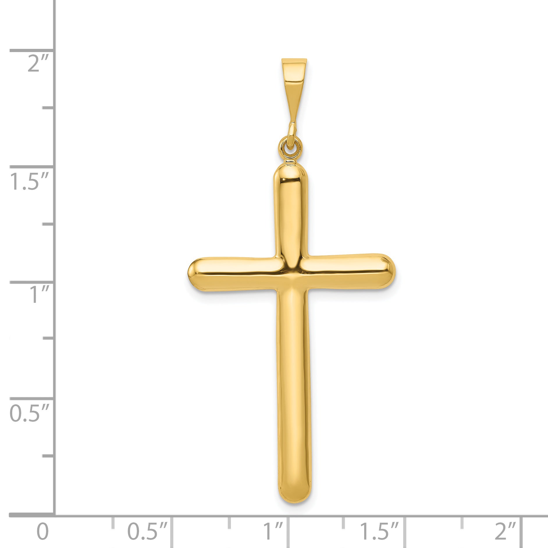 14K Gold Polished Cross Pendant with Flat Back Design