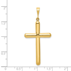 14K Gold Polished Cross Pendant with Flat Back Design