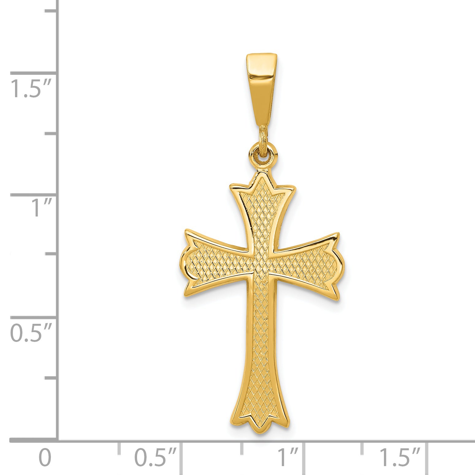 14K Gold Fleur De Lis Cross Pendant Elegant Themed Design