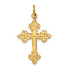 14k Fleur De Lis Cross Pendant