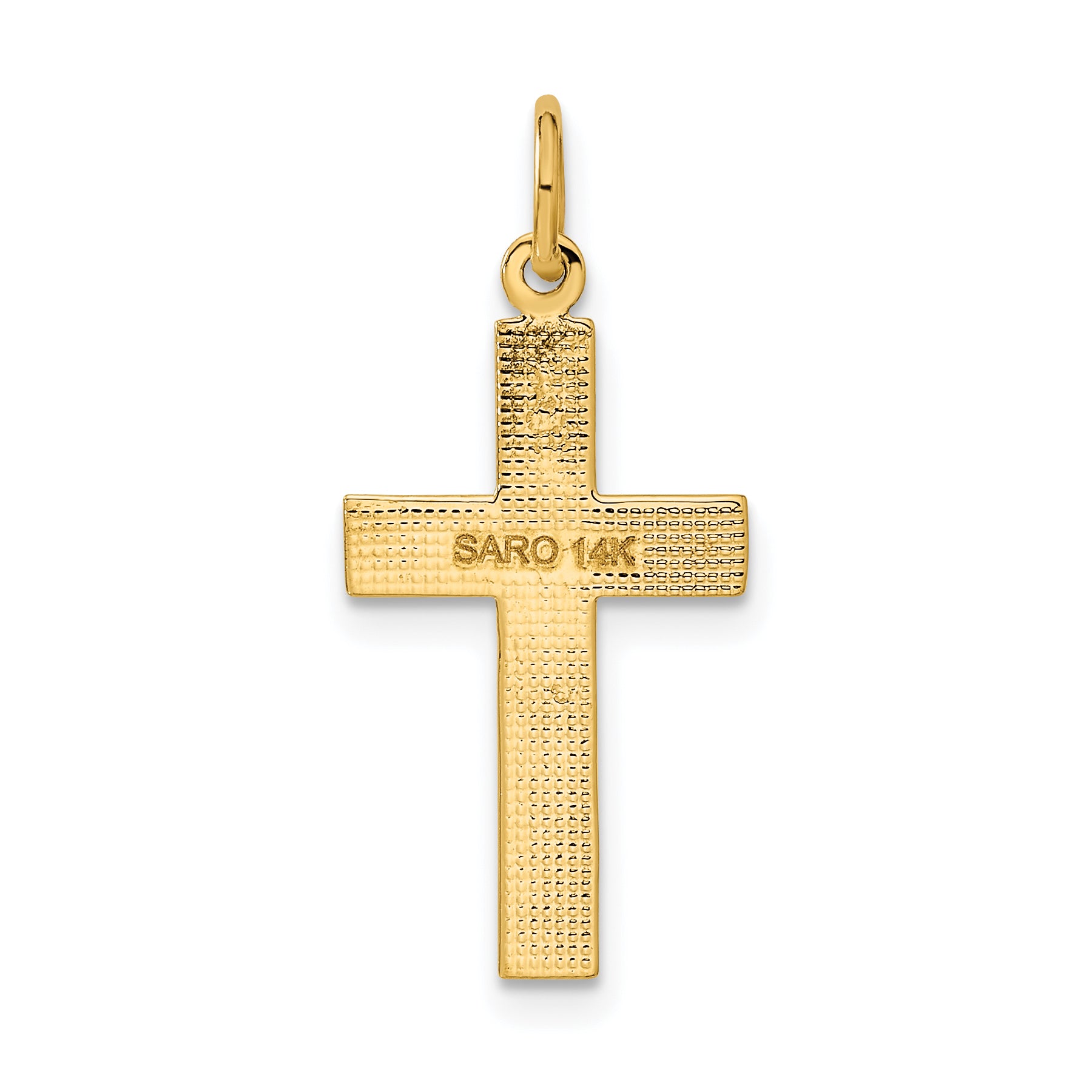 14K Gold Diamond-Cut Cross Pendant with Polished Finish