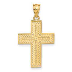 14K Gold Greek Filigree Cross Pendant Elegant Cast Design