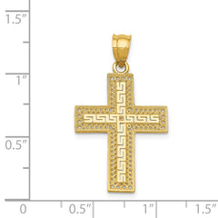 14K Gold Greek Filigree Cross Pendant Elegant Cast Design