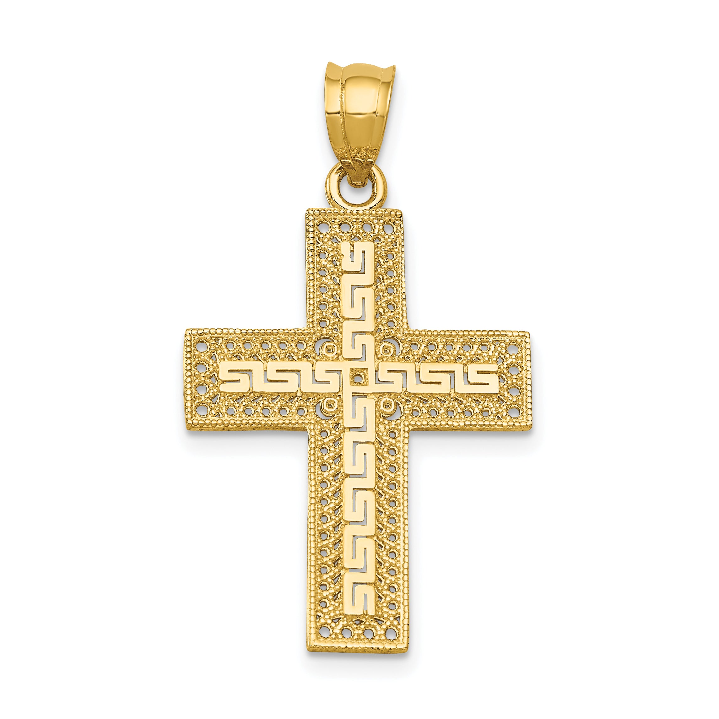 14k Greek Filigree Cross Pendant