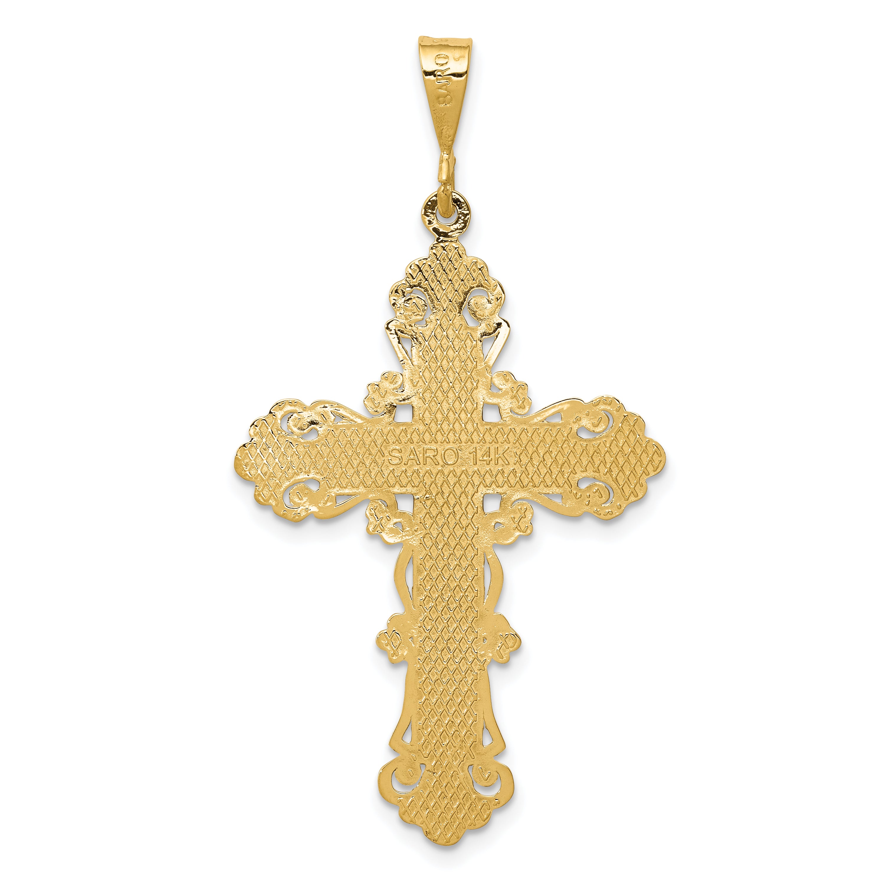 14k Fleur De Lis Cross Pendant