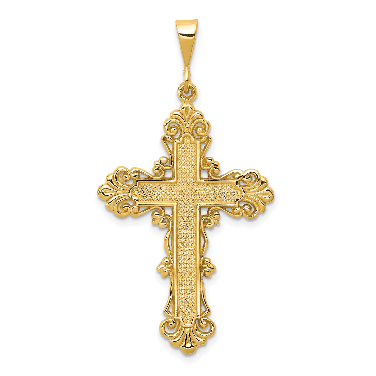 14k Fleur De Lis Cross Pendant