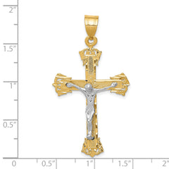 14K Two-Tone Gold Diamond-Cut Crucifix Pendant Elegant and Themed