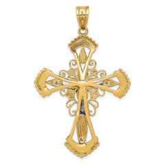 14k Two-tone Diamond-cut Crucifix Pendant