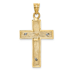 14K Two-Tone Gold Crucifix Pendant with Polished Finish Elegant Design