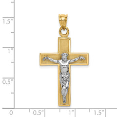 14K Two-Tone Gold Crucifix Pendant with Polished Finish Elegant Design