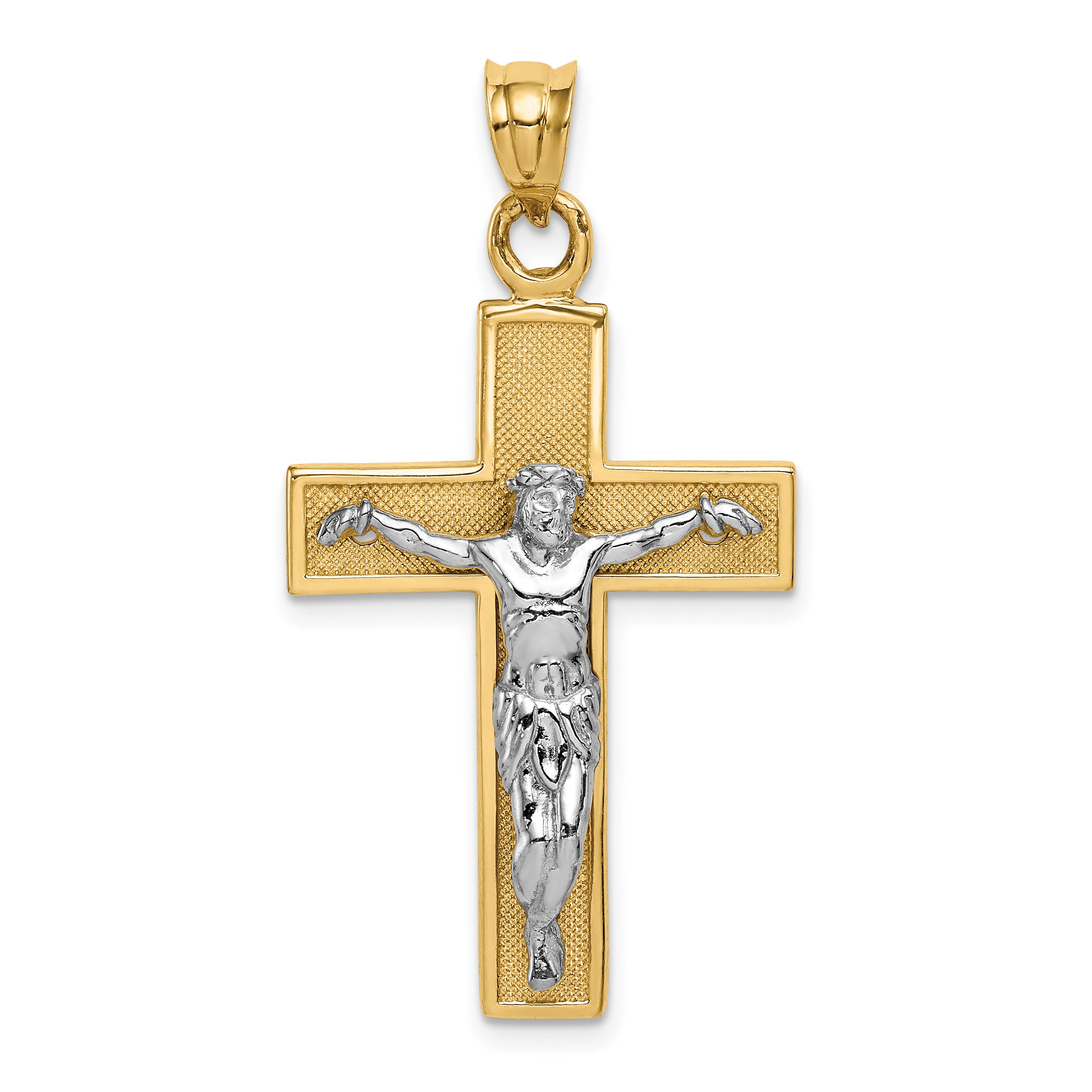 14k Two-tone Crucifix Pendant