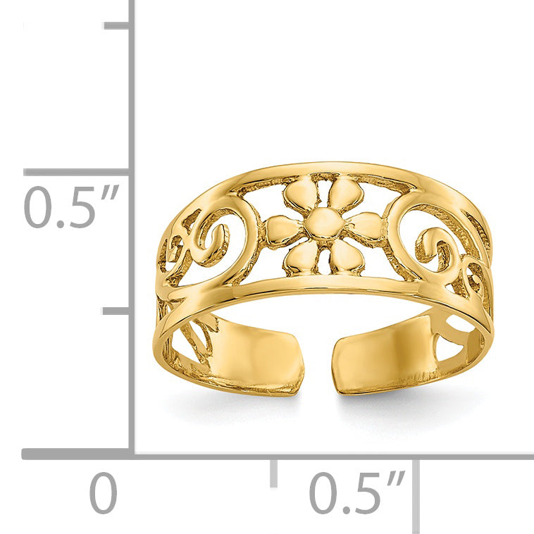 14k Floral Toe Ring