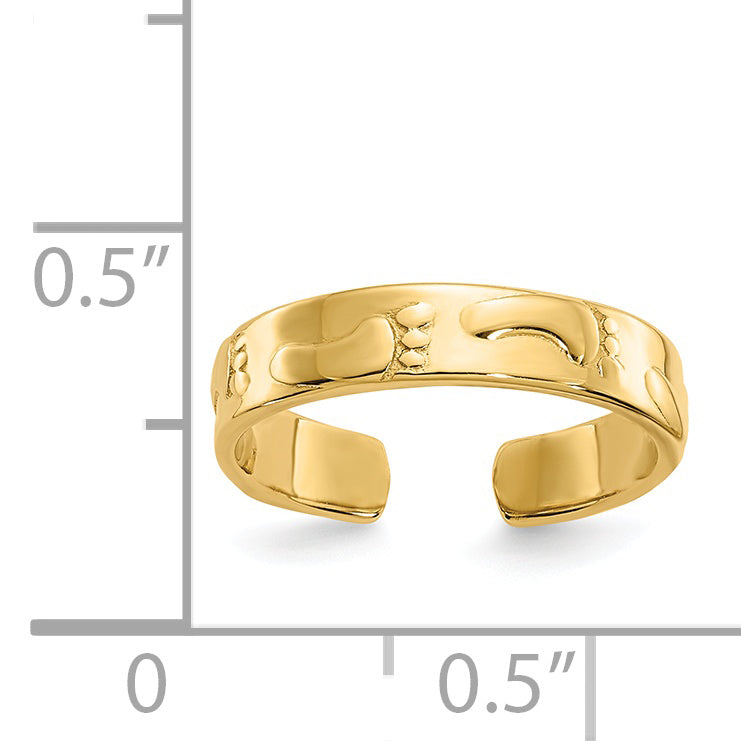 14k Footprints Toe Ring