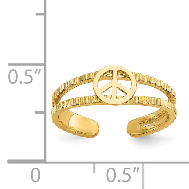 14k Peace Sign Toe Ring