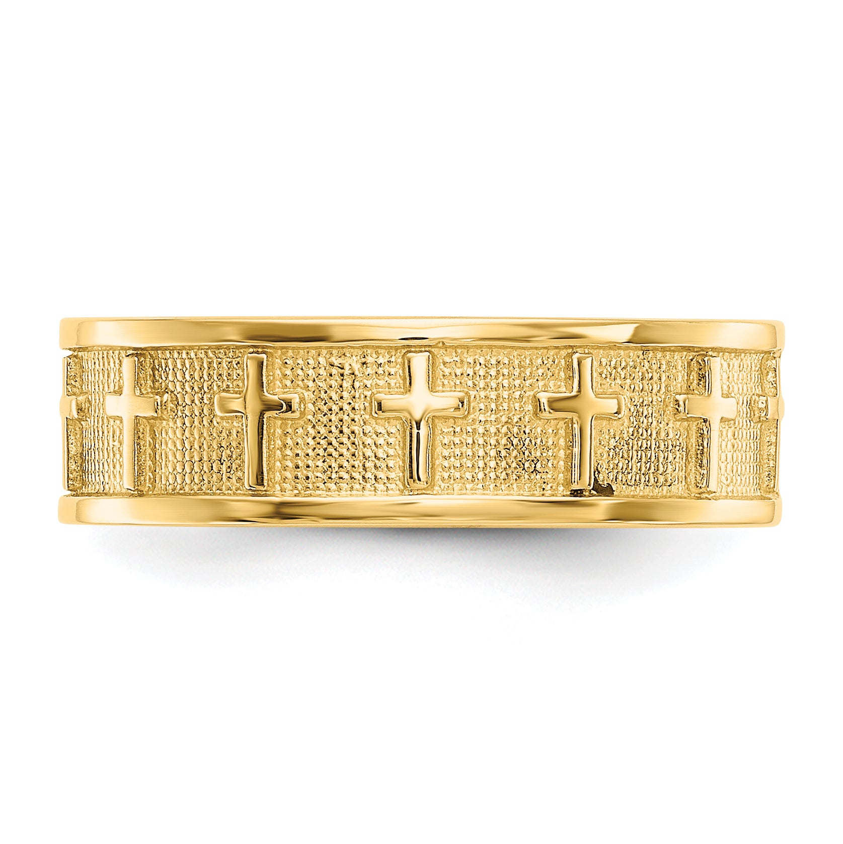 14k Polished & Satin Cross Band