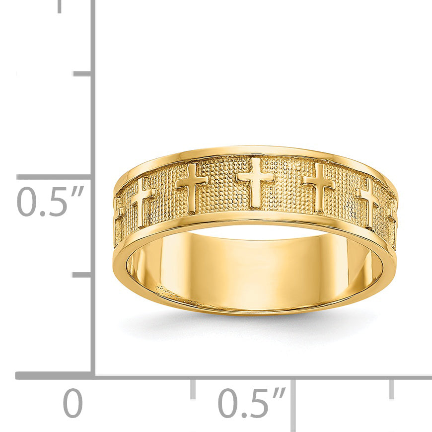 14k Polished & Satin Cross Band