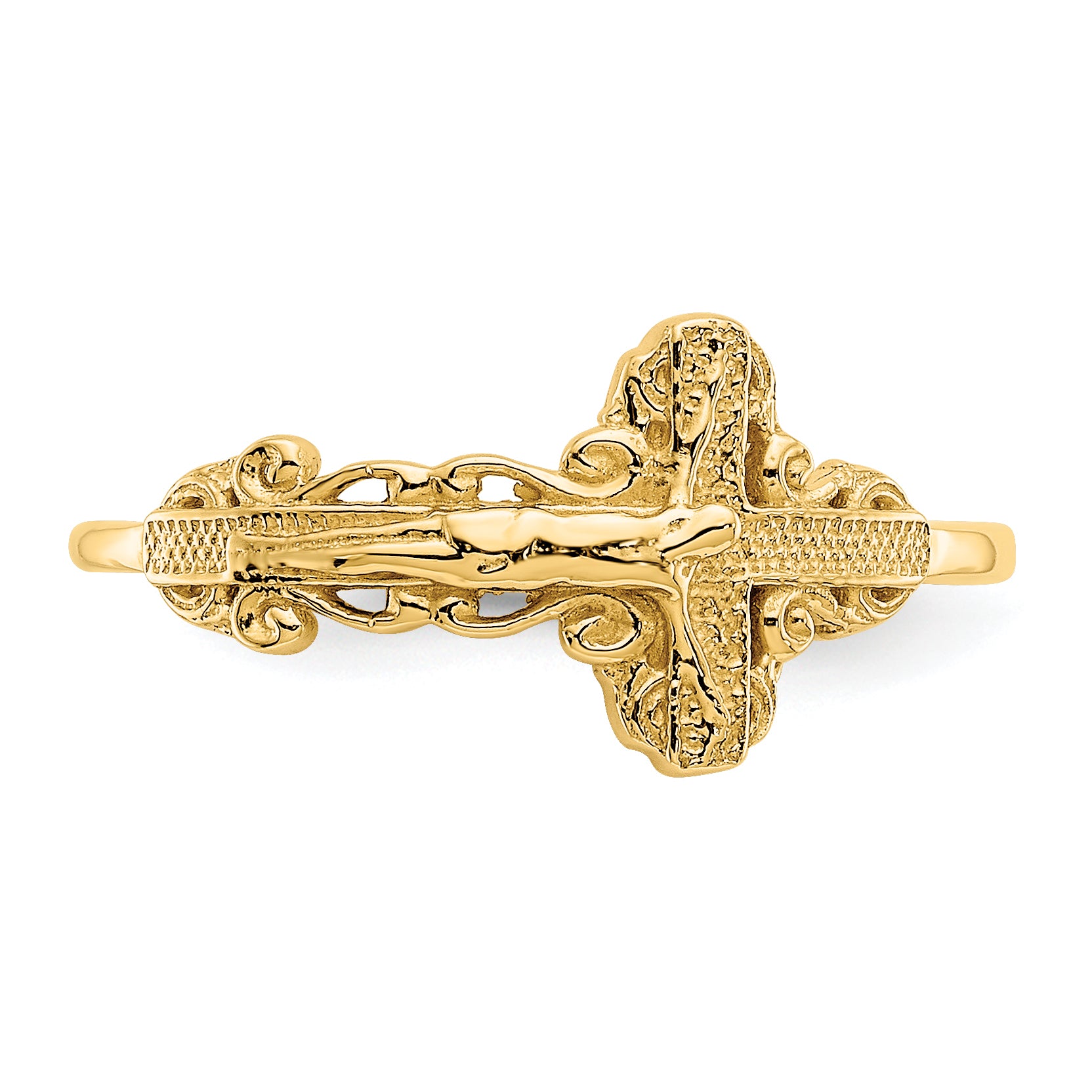 10k Diamond-Cut Crucifix Ring