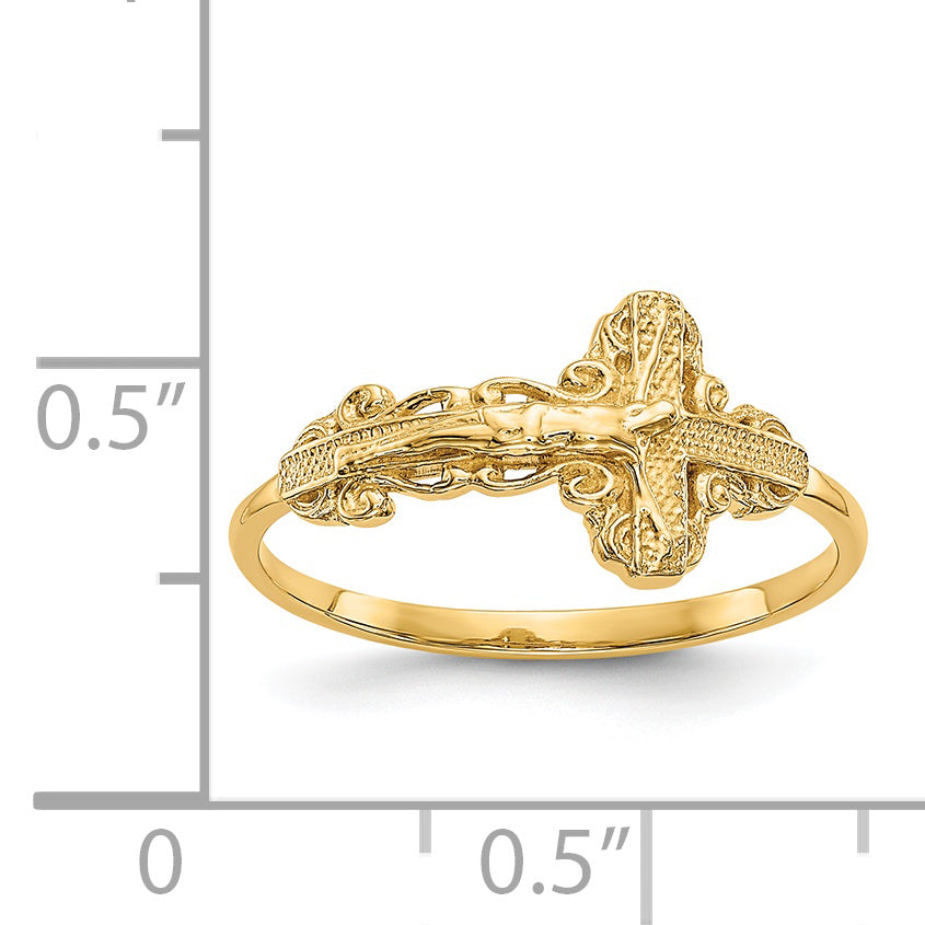 10k Diamond-Cut Crucifix Ring