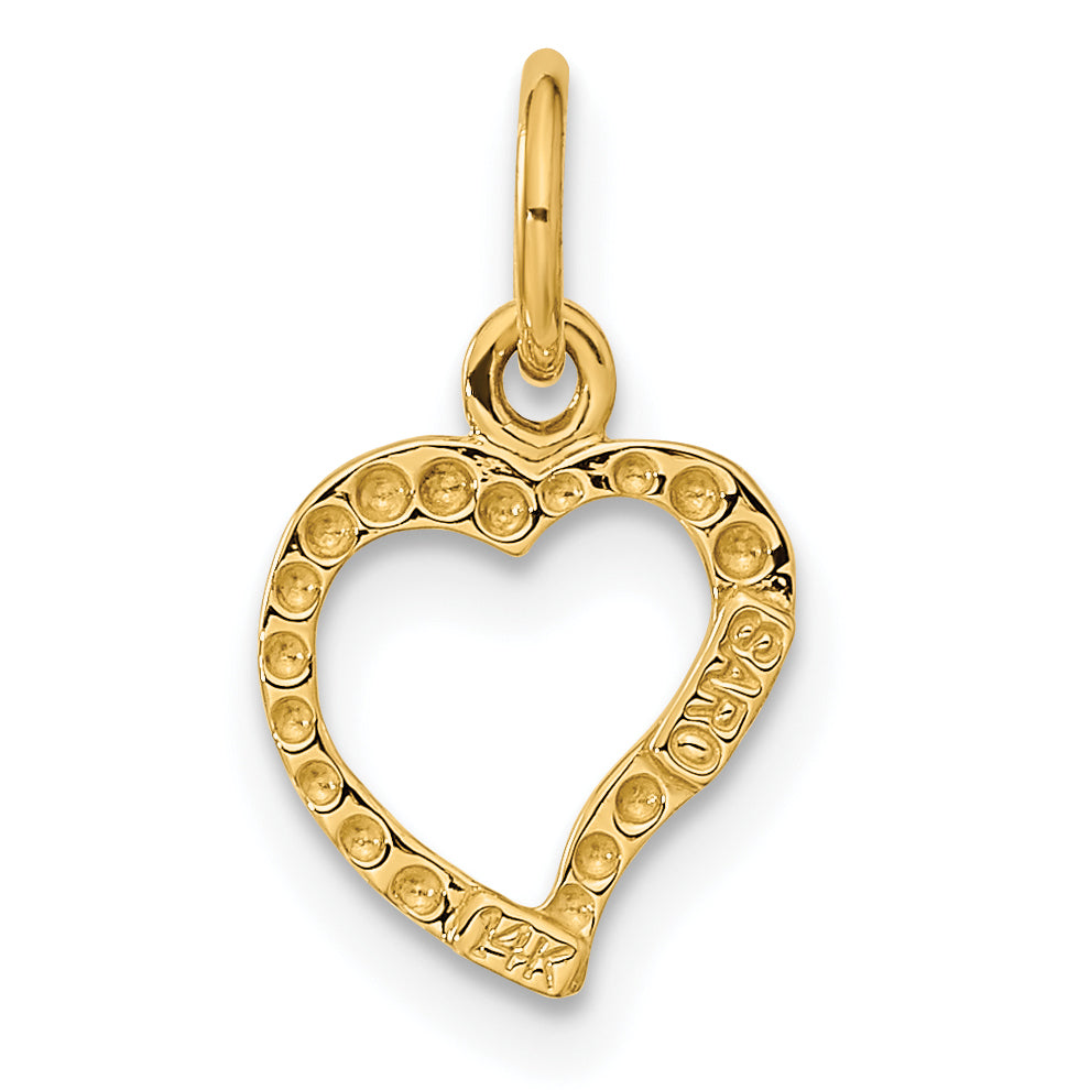 14K Gold Heart Pendant with Polished Finish 3D Design