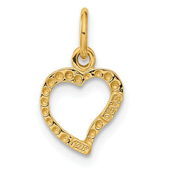 14K Gold Heart Pendant with Polished Finish 3D Design