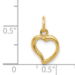 14K Gold Heart Pendant with Polished Finish 3D Design