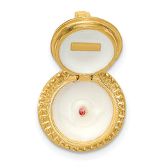 14K Gold Enamel Birthday Cake Pendant with 3D Candle