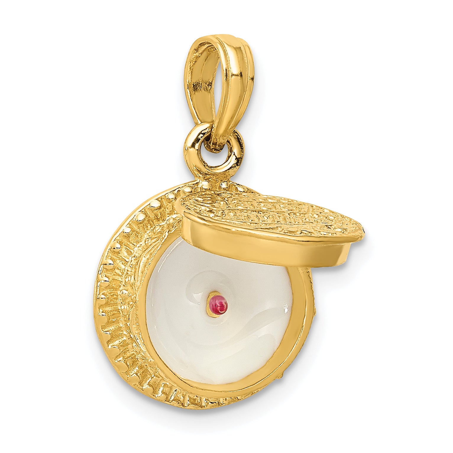 14K Gold Enamel Birthday Cake Pendant with 3D Candle