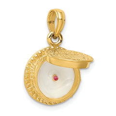 14K Gold Enamel Birthday Cake Pendant with 3D Candle