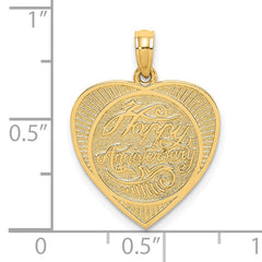 14K Gold Heart Charm Polished Textured Anniversary Pendant